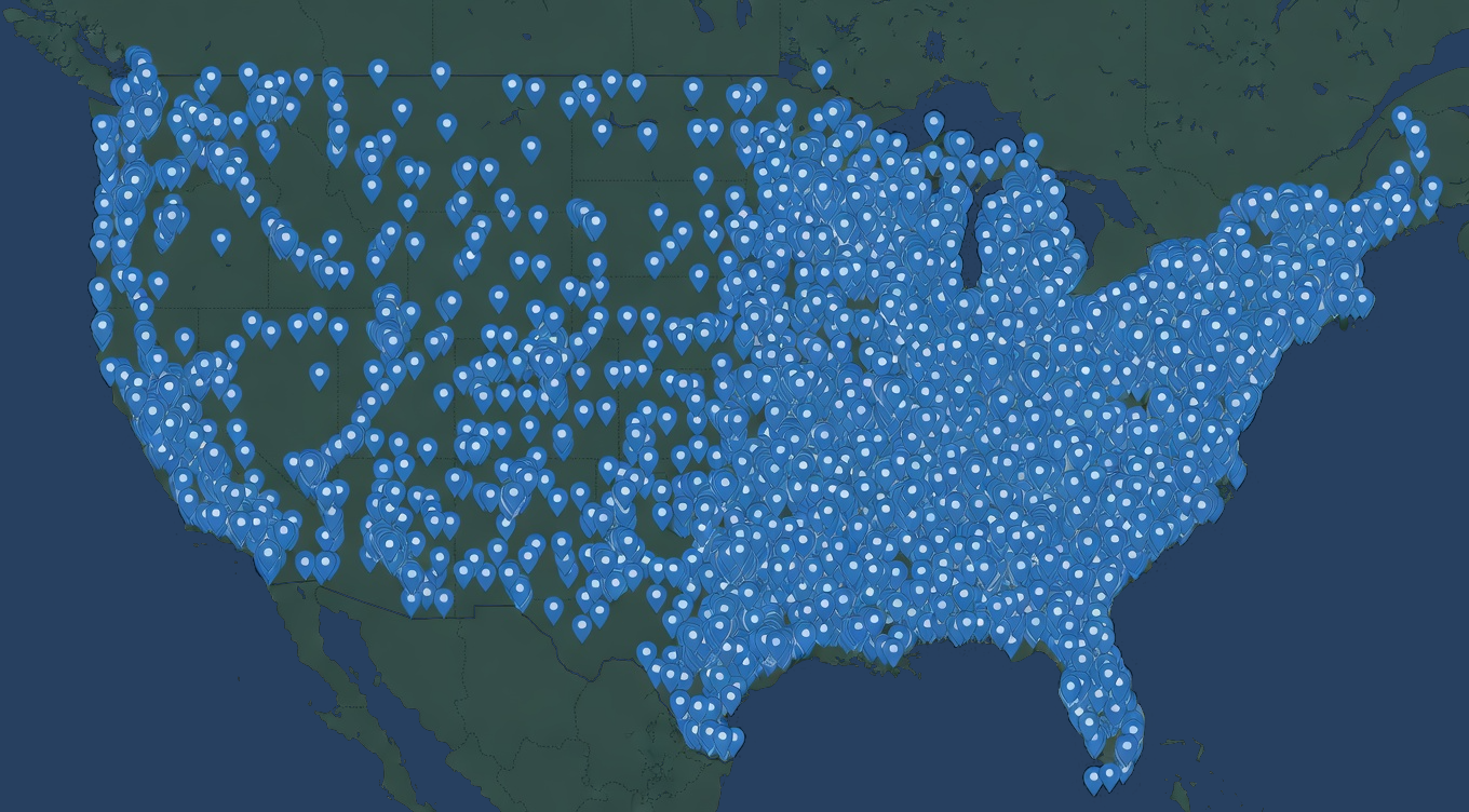 Map representing nationwide geographic execution