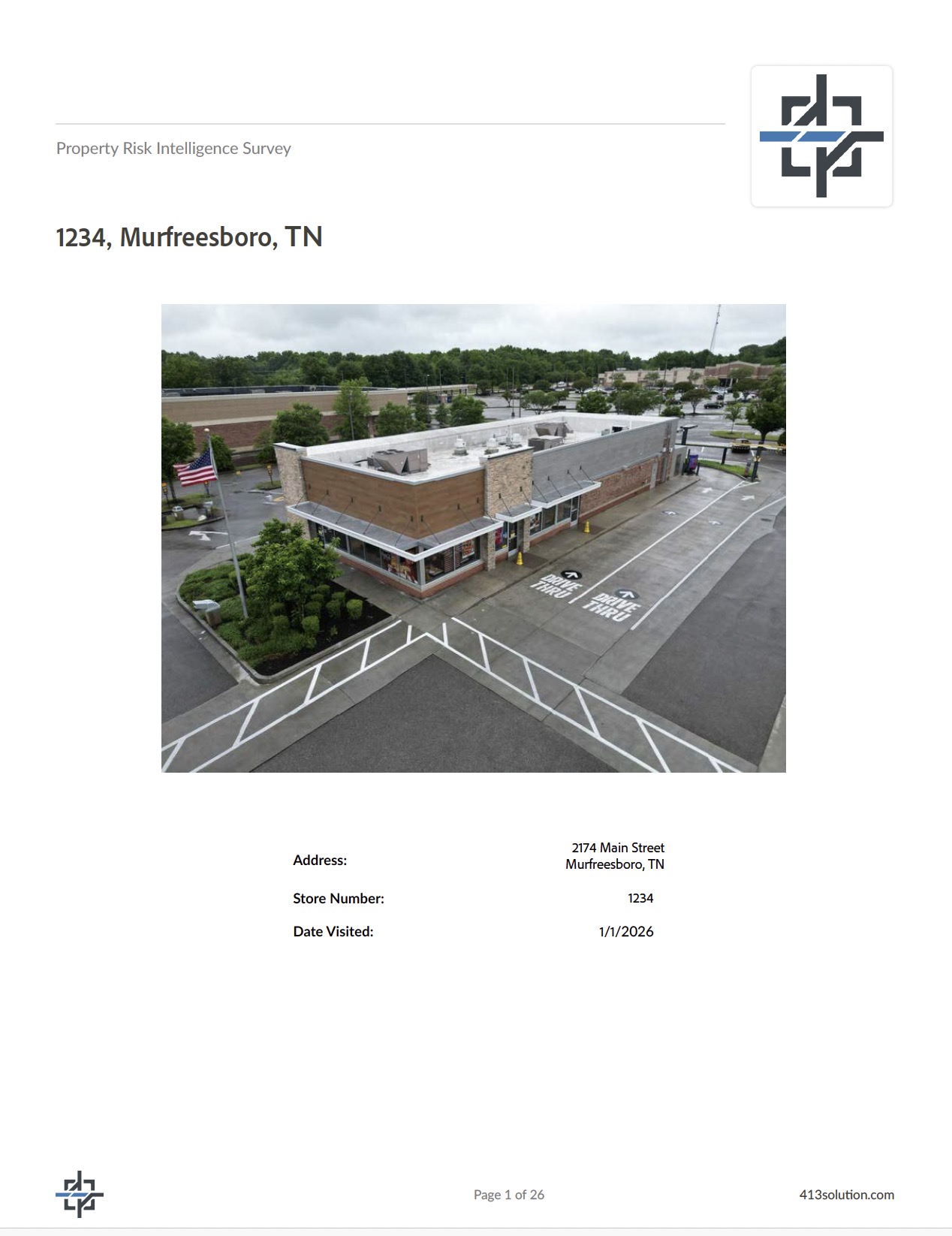 Sample property risk survey report cover page